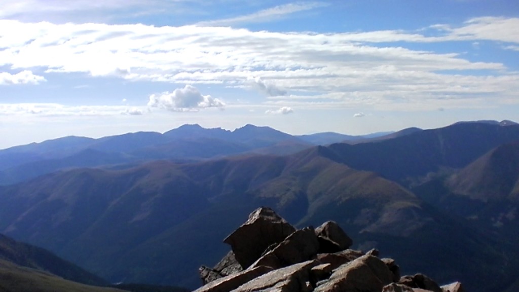 Mt. Evans, Mt. Bierstadt with the saw-tooth route as seen from the summit